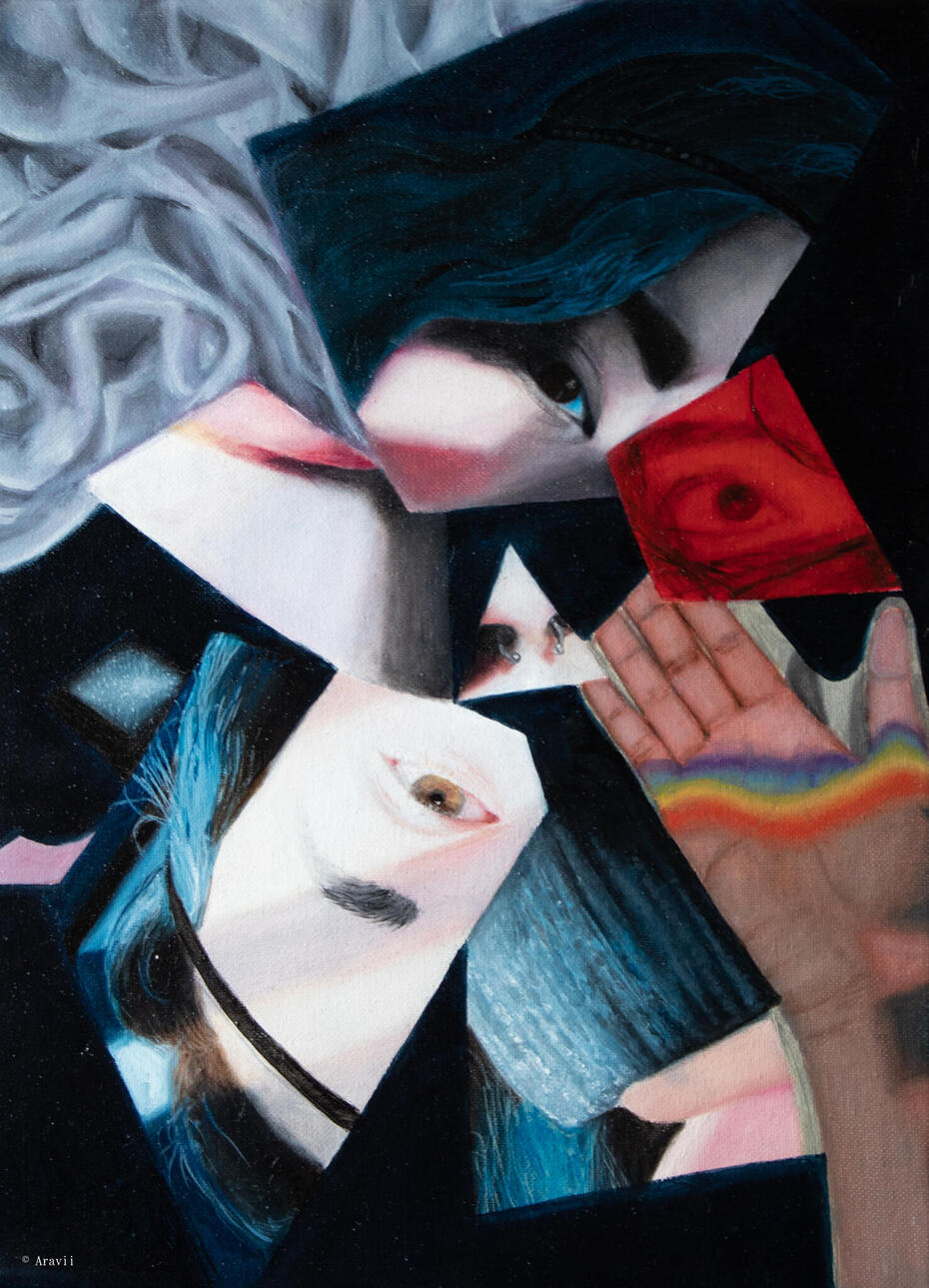 Into a Million Pieces. 2023. Oil Painting. 18&quot; x 24&quot;