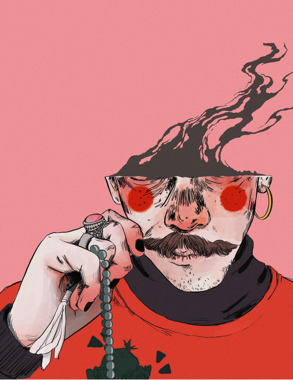 Mustache, 2023, Procreate 8" x 10"
